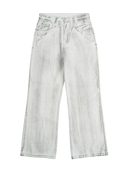 Men's 100% Cotton Relaxed Fit Washed Wide Leg Jeans The Nichole Collection