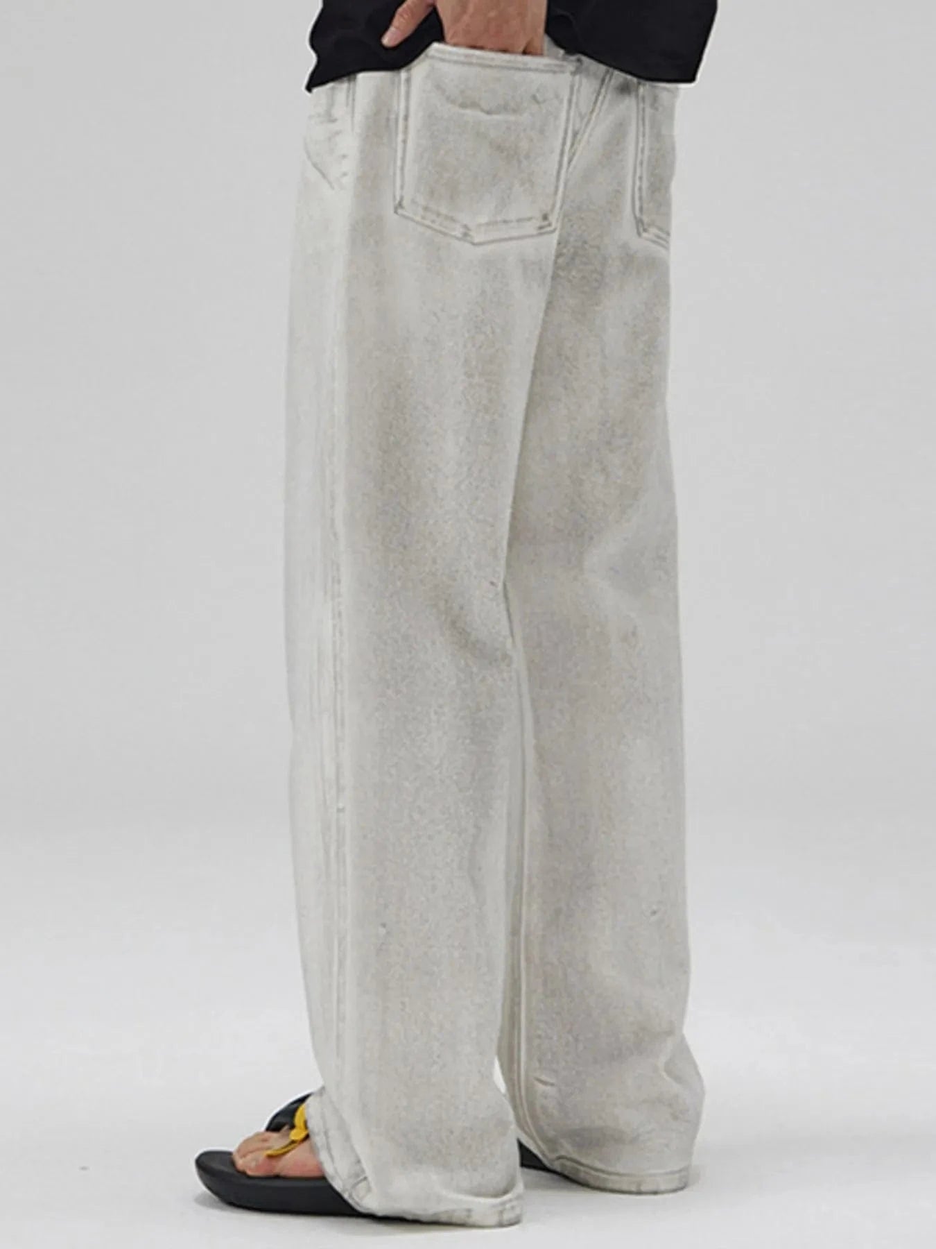 Men's 100% Cotton Relaxed Fit Washed Wide Leg Jeans The Nichole Collection