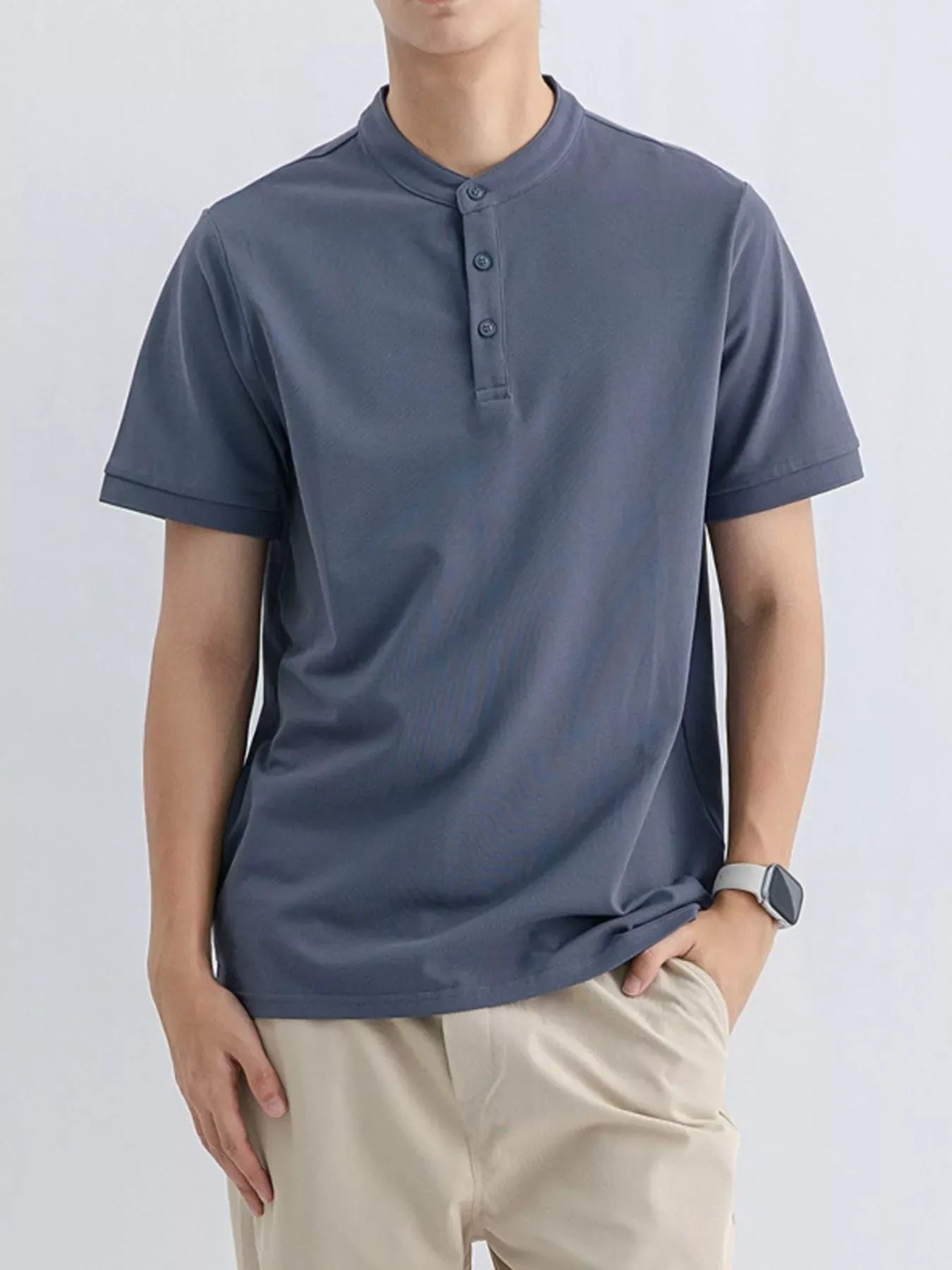 Men's Button Detail Short Sleeve T-Shirt | The Nichole Collection