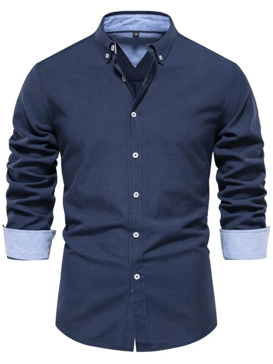 Men's Button Down Collared Neck Shirt Navy / S Jonathan M Collection