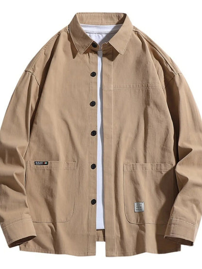 Men's Button Up Long Sleeve Shirt Khaki / M The Nichole Collection