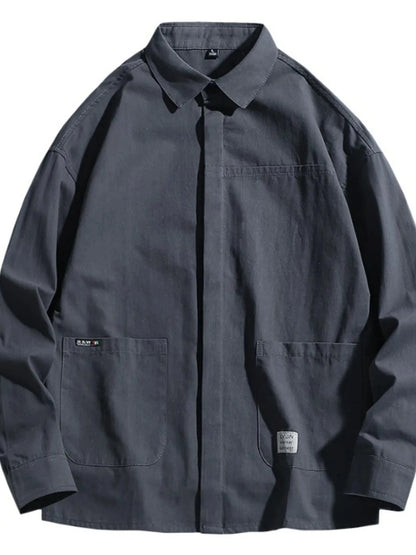 Men's Button Up Long Sleeve Shirt Gray / M The Nichole Collection