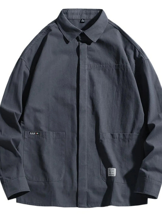 Men's Button Up Long Sleeve Shirt Gray / M The Nichole Collection
