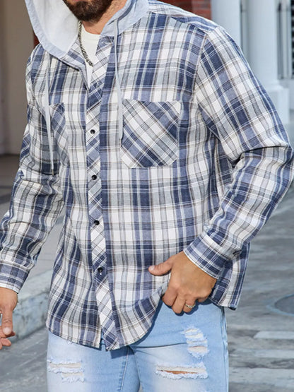 Men's Casual Plaid Long Sleeve Shirt Dusty Blue / S The Nichole Collection