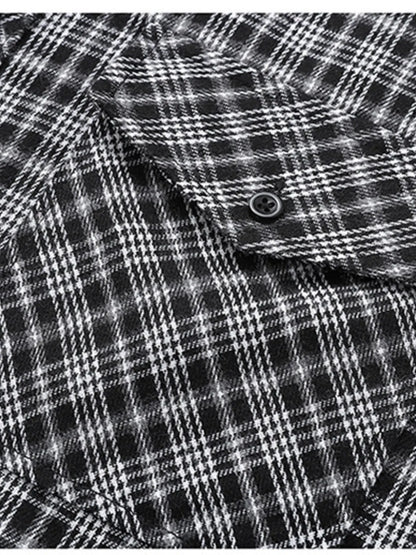 Men's Casual Plaid Long Sleeve Shirt Trendsi