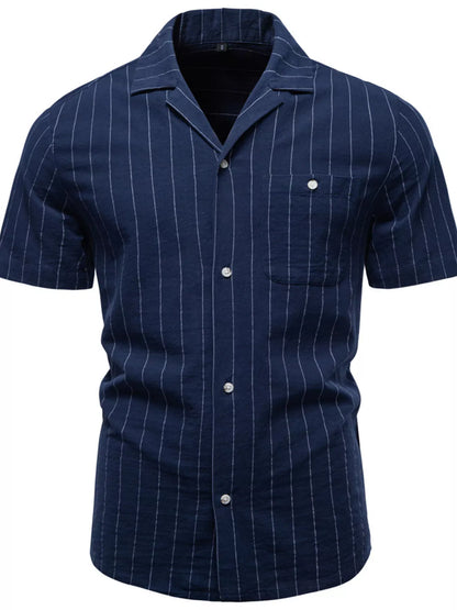 Men's Classic Striped Short-Sleeve Shirt | The Nichole Collection