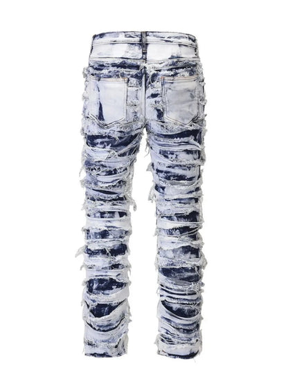 Men's Distressed Raw Hem Straight Jeans Jeans The Nichole Collection