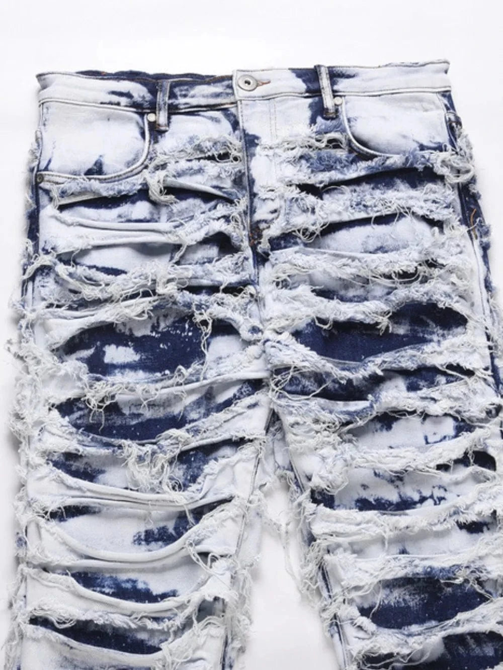 Men's Distressed Raw Hem Straight Jeans Jeans The Nichole Collection