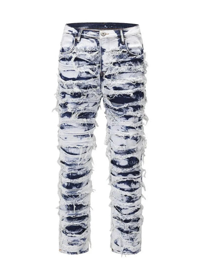 Men's Distressed Raw Hem Straight Jeans Jeans The Nichole Collection