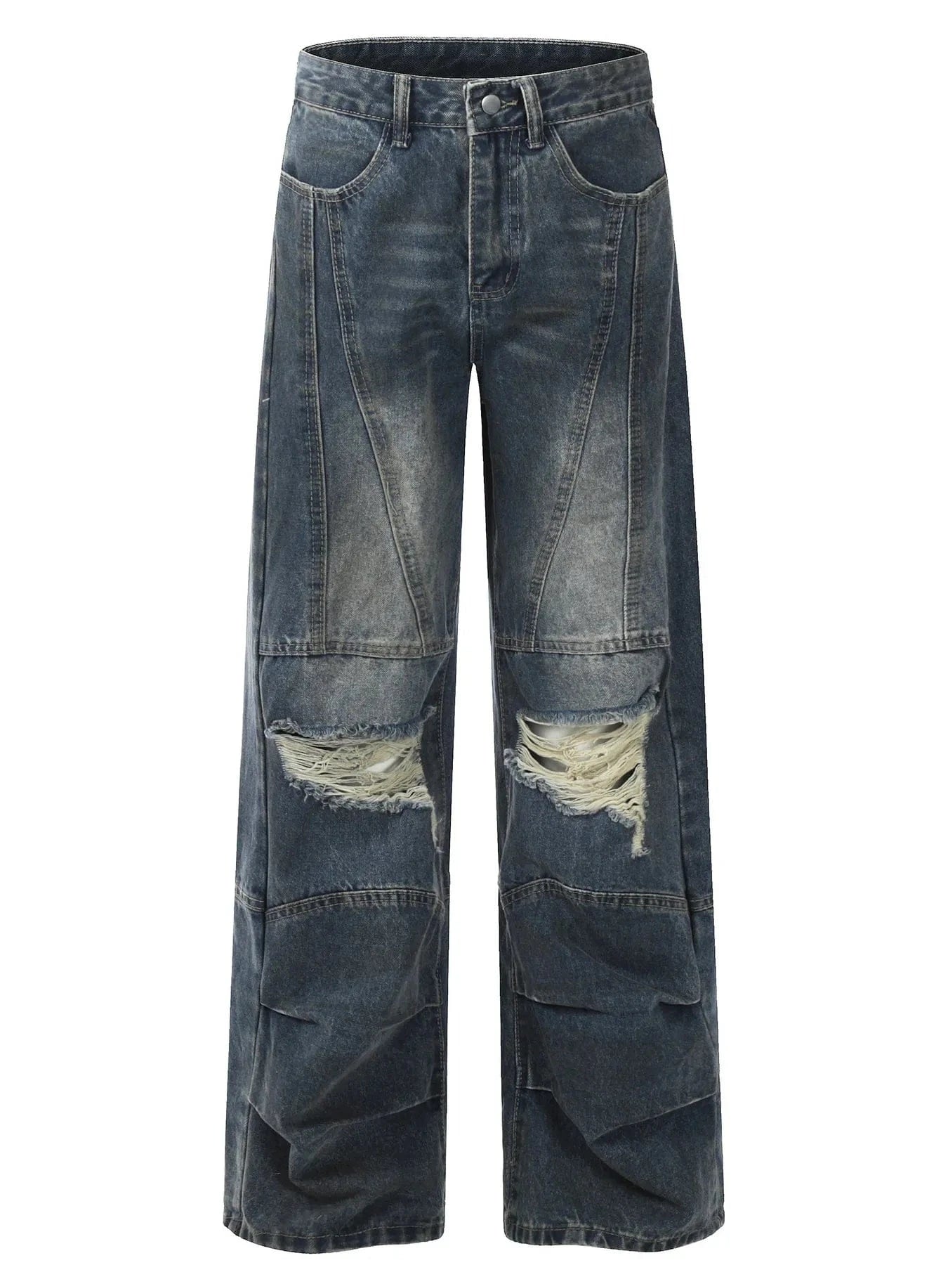 Men's Distressed Wide-Leg Vintage Jeans Blue / S Trendsi