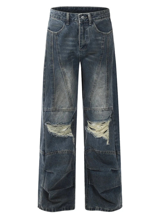 Men's Distressed Wide-Leg Vintage Jeans Blue / S Trendsi