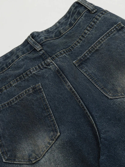 Men's Distressed Wide-Leg Vintage Jeans Trendsi