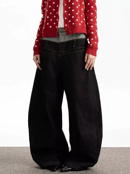 Men's Double Waist Wide Leg Jeans Black / S The Nichole Collection