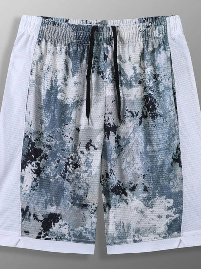 Men's Full Size Abstract Print Shorts Plus Size Light Gray / XS The Nichole Collection
