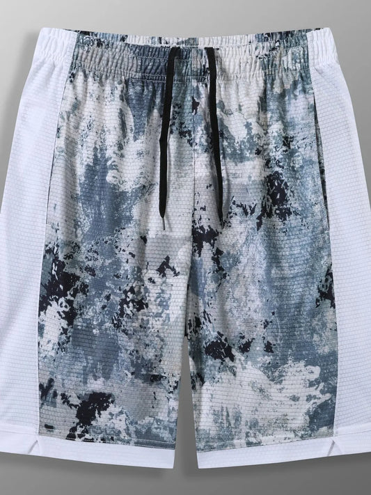 Men's Full Size Abstract Print Shorts Plus Size Light Gray / XS The Nichole Collection