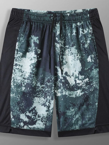 Men's Full Size Abstract Print Shorts Plus Size Military Green / XS The Nichole Collection