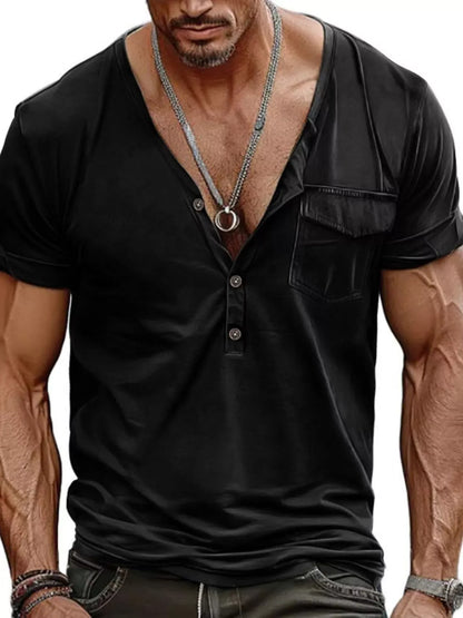Men's Casual Button Detail Short Sleeve T-Shirt | The Nichole Collection