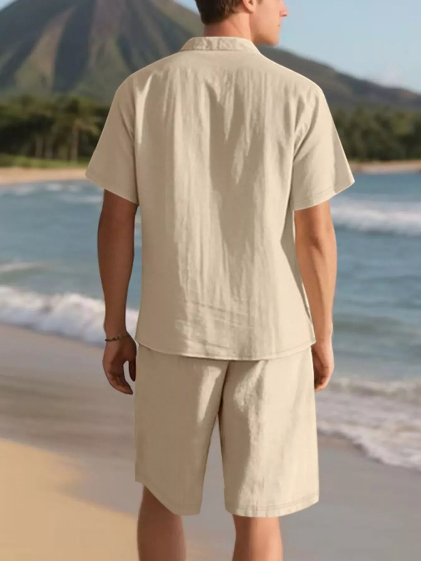 Men's Full Size Casual Button Up Shirt and Shorts Set Plus Size The Nichole Collection