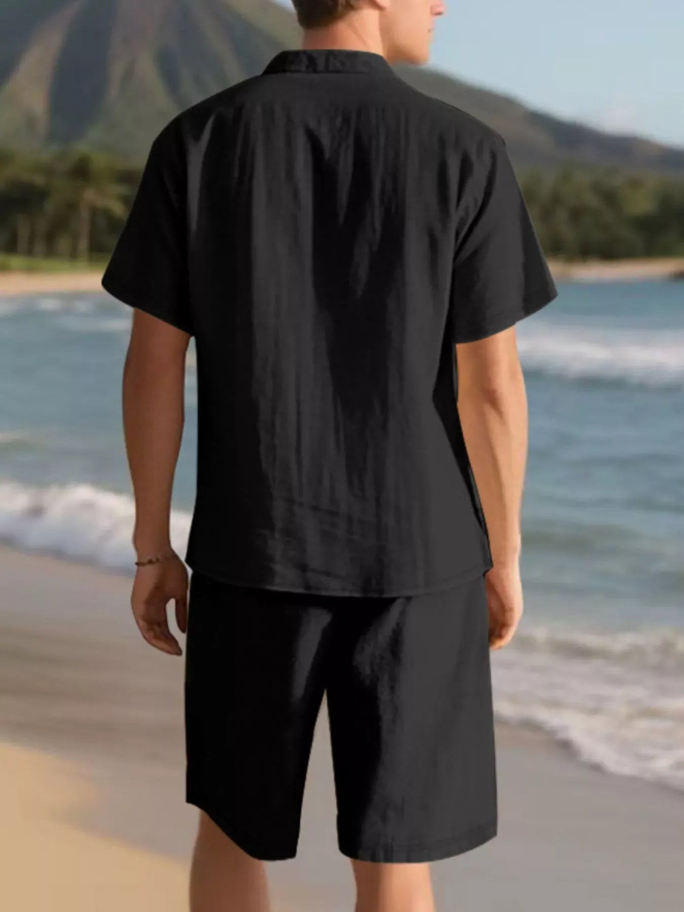 Men's Full Size Casual Button Up Shirt and Shorts Set Plus Size The Nichole Collection