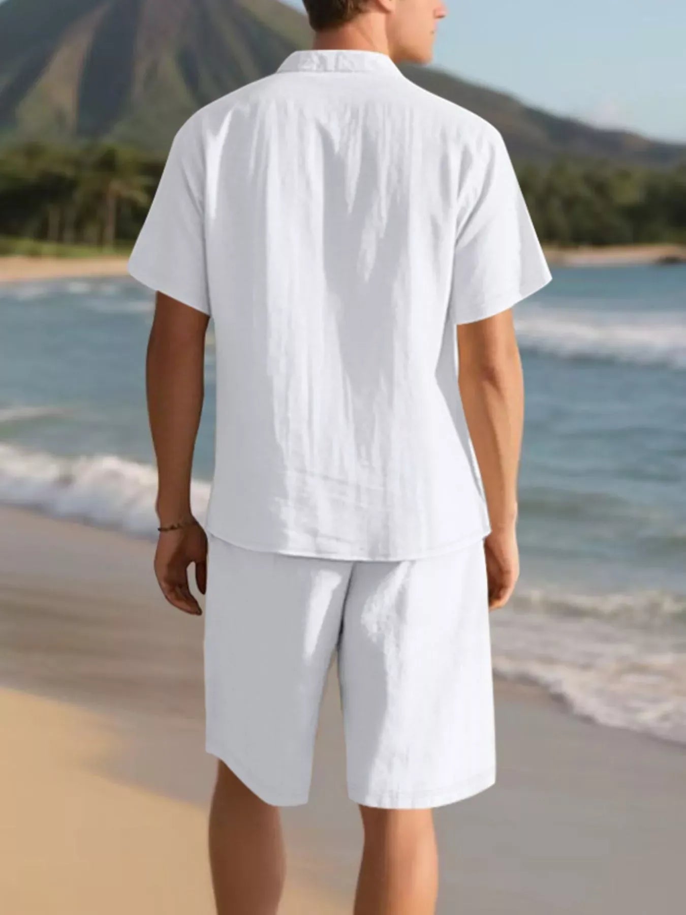 Men's Full Size Casual Button Up Shirt and Shorts Set Plus Size The Nichole Collection