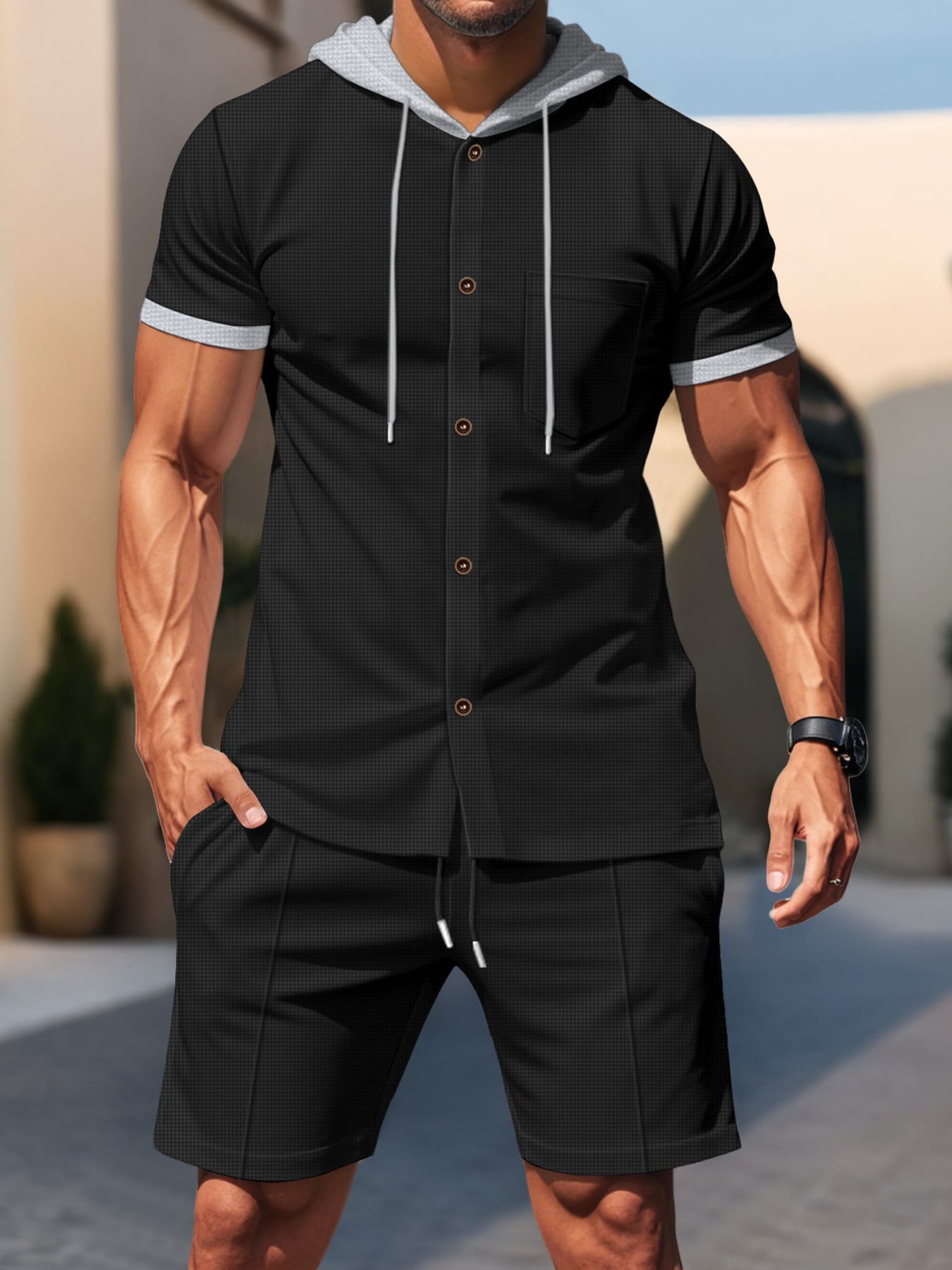 Men's Casual Hooded Top & Shorts Set | The Nichole Collection
