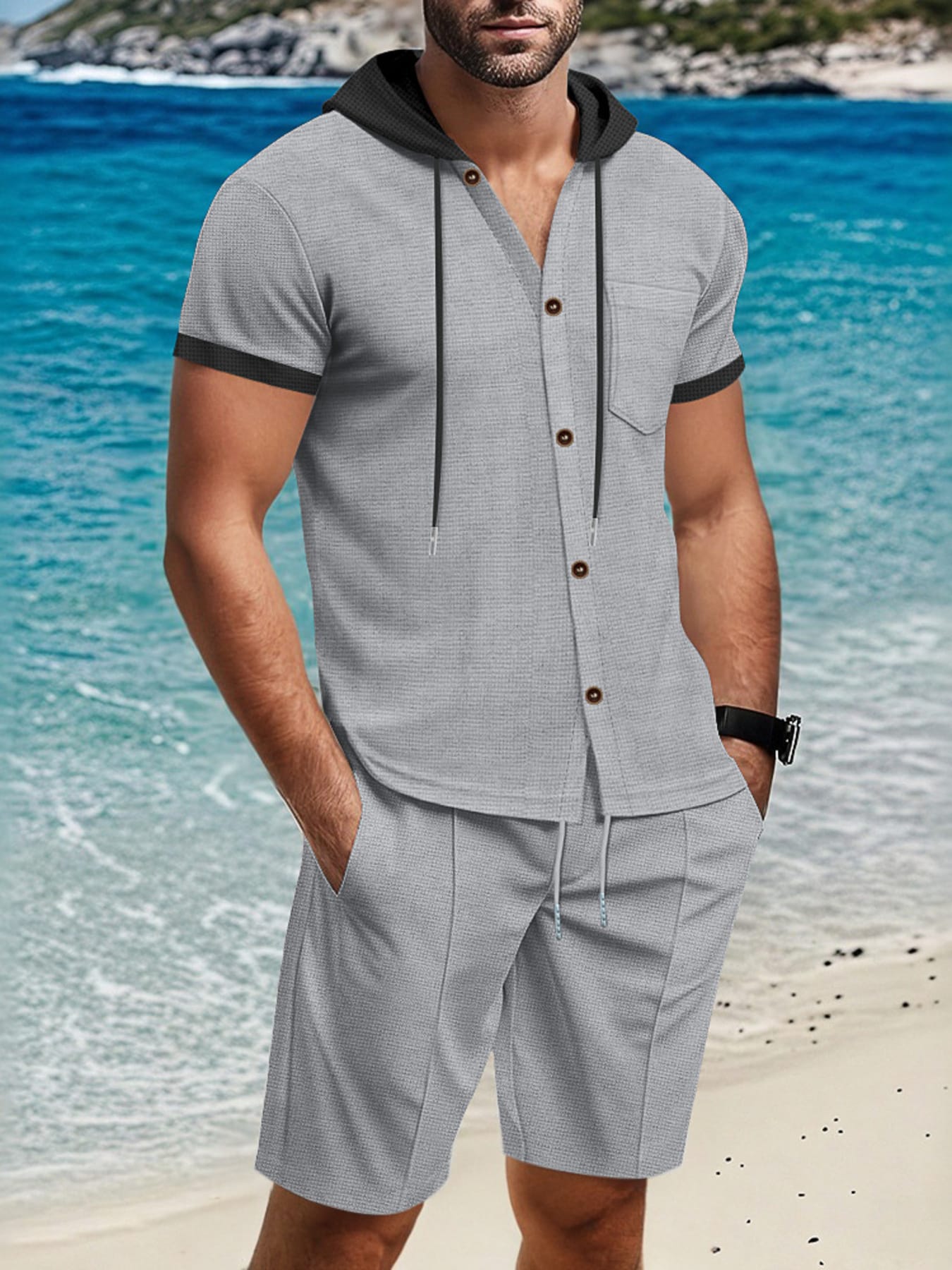 Men's Casual Hooded Top & Shorts Set | The Nichole Collection