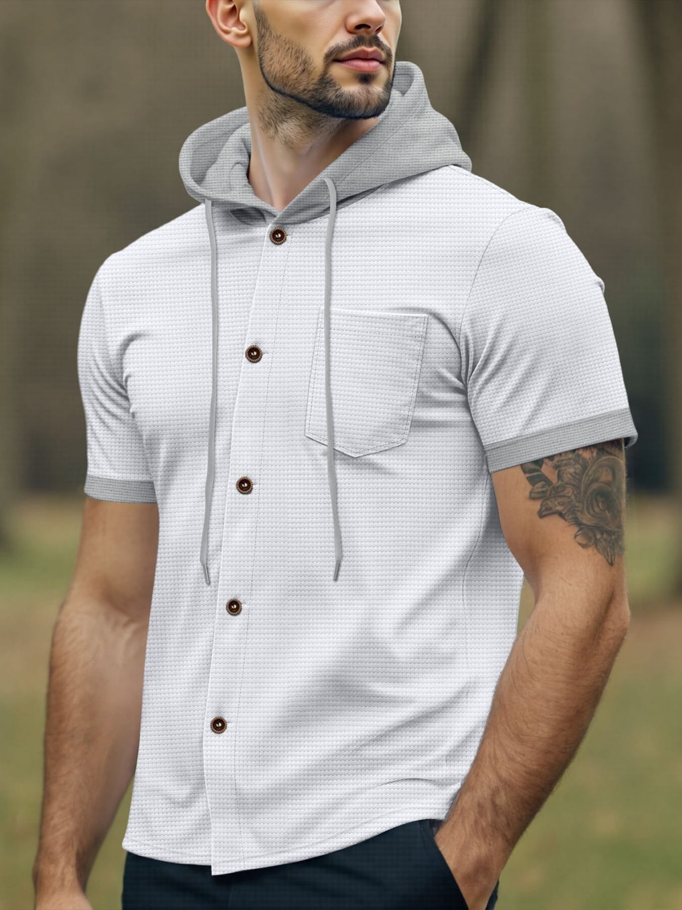 Men's Full Size Casual Hooded Top & Shorts Set Plus Size The Nichole Collection
