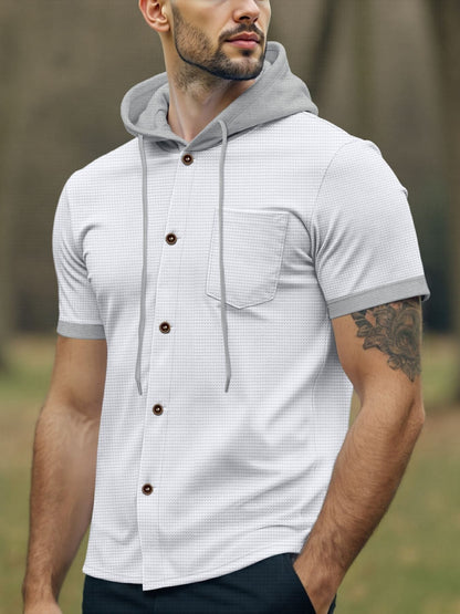 Men's Full Size Casual Hooded Top & Shorts Set Plus Size The Nichole Collection