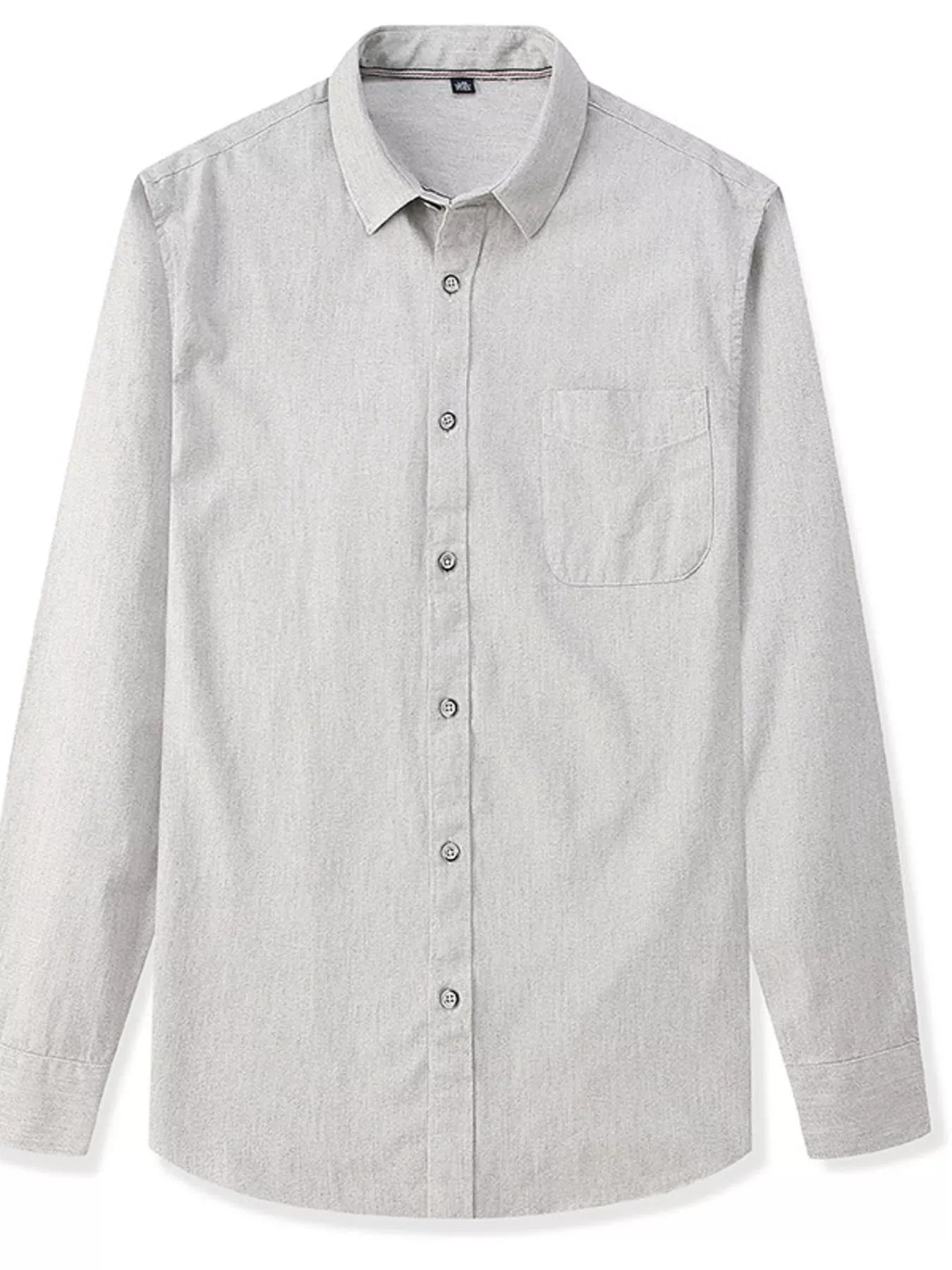 Men's Full Size Casual Long Sleeve Button-Down Shirt Plus Size Light Gray / S Trendsi