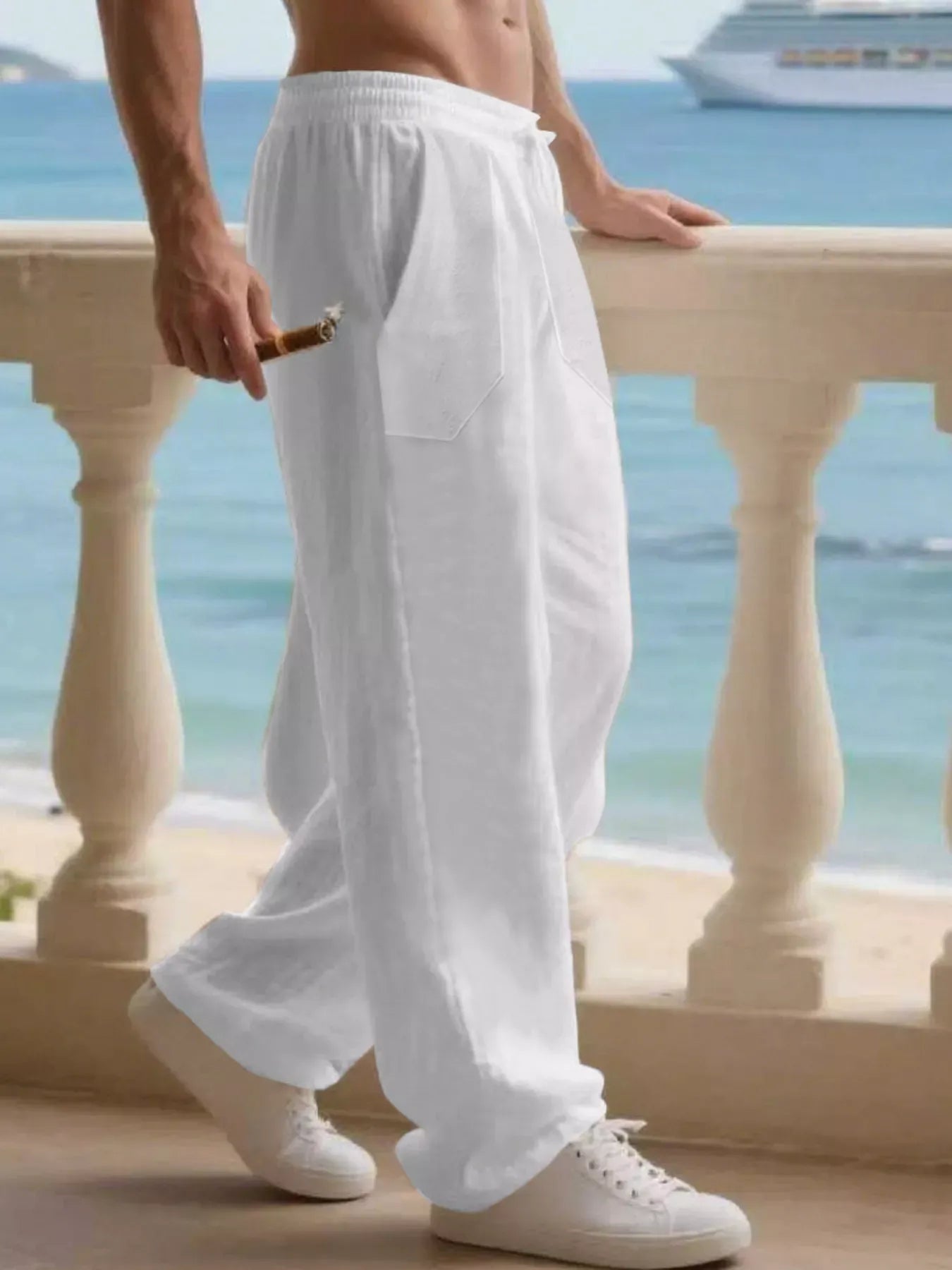 Men's Full Size Casual Loose Linen Pants Plus Size The Nichole Collection