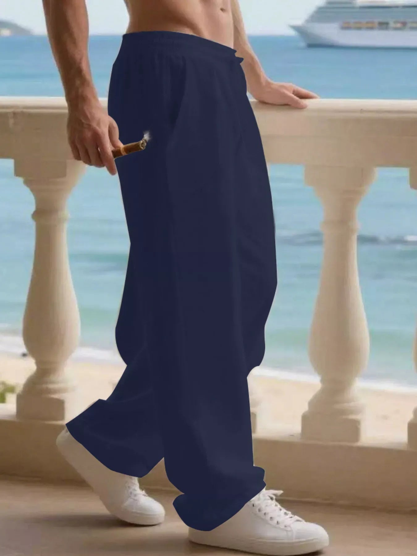 Men's Full Size Casual Loose Linen Pants Plus Size The Nichole Collection
