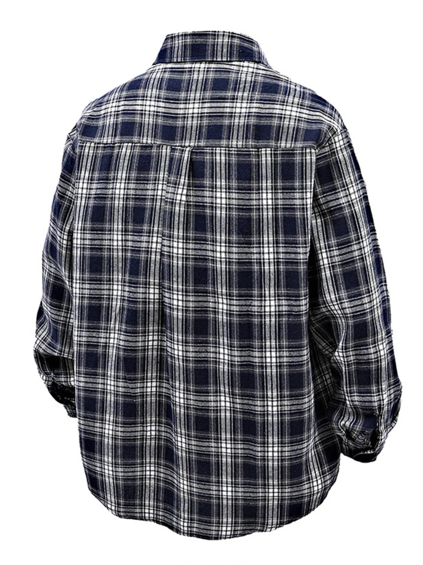 Men's Full Size Casual Plaid Long Sleeve Shirt Plus Size Trendsi