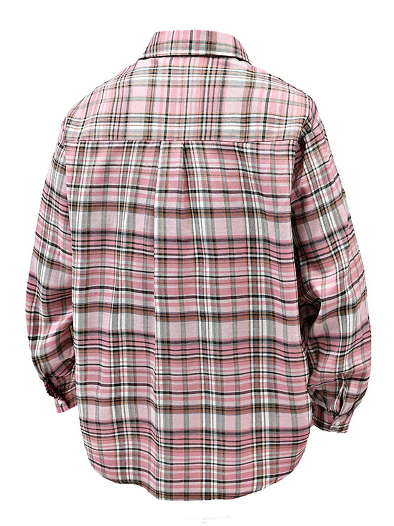 Men's Full Size Casual Plaid Long Sleeve Shirt Plus Size Trendsi