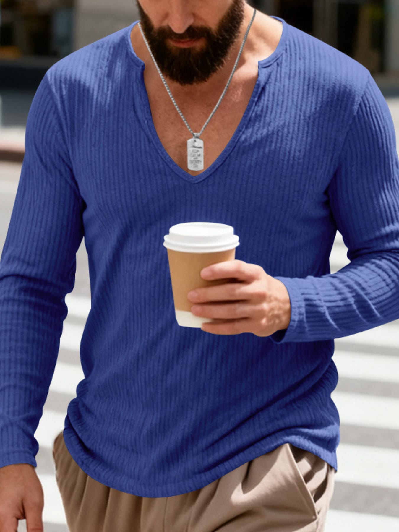 Men's Casual Ribbed Long Sleeve T-Shirt | The Nichole Collection