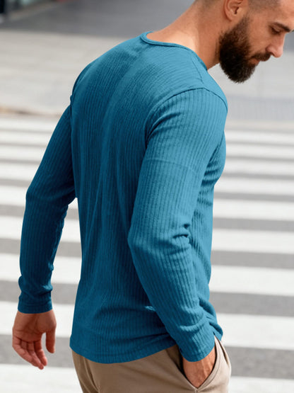 Men's Casual Ribbed Long Sleeve T-Shirt | The Nichole Collection