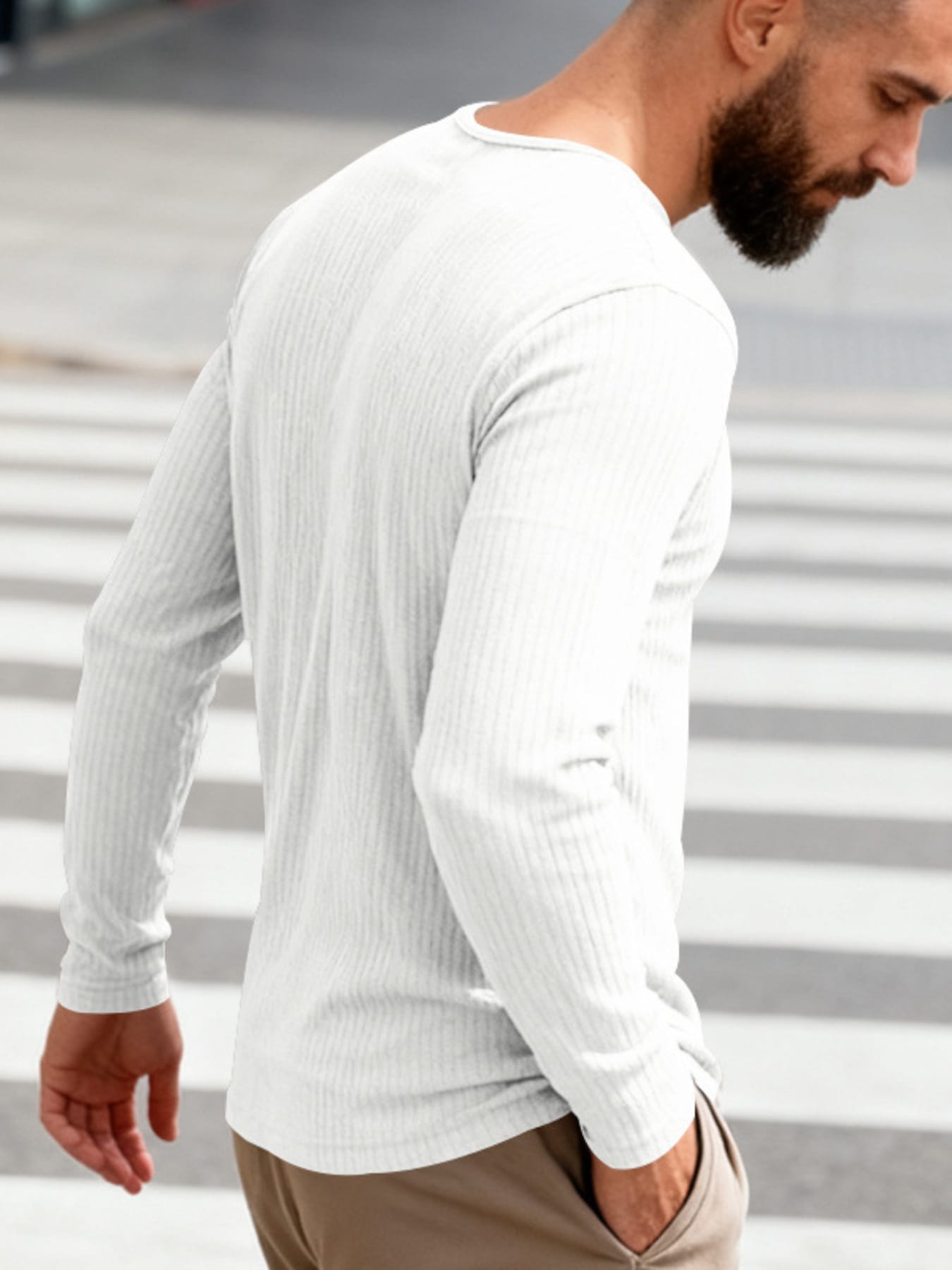 Men's Casual Ribbed Long Sleeve T-Shirt | The Nichole Collection