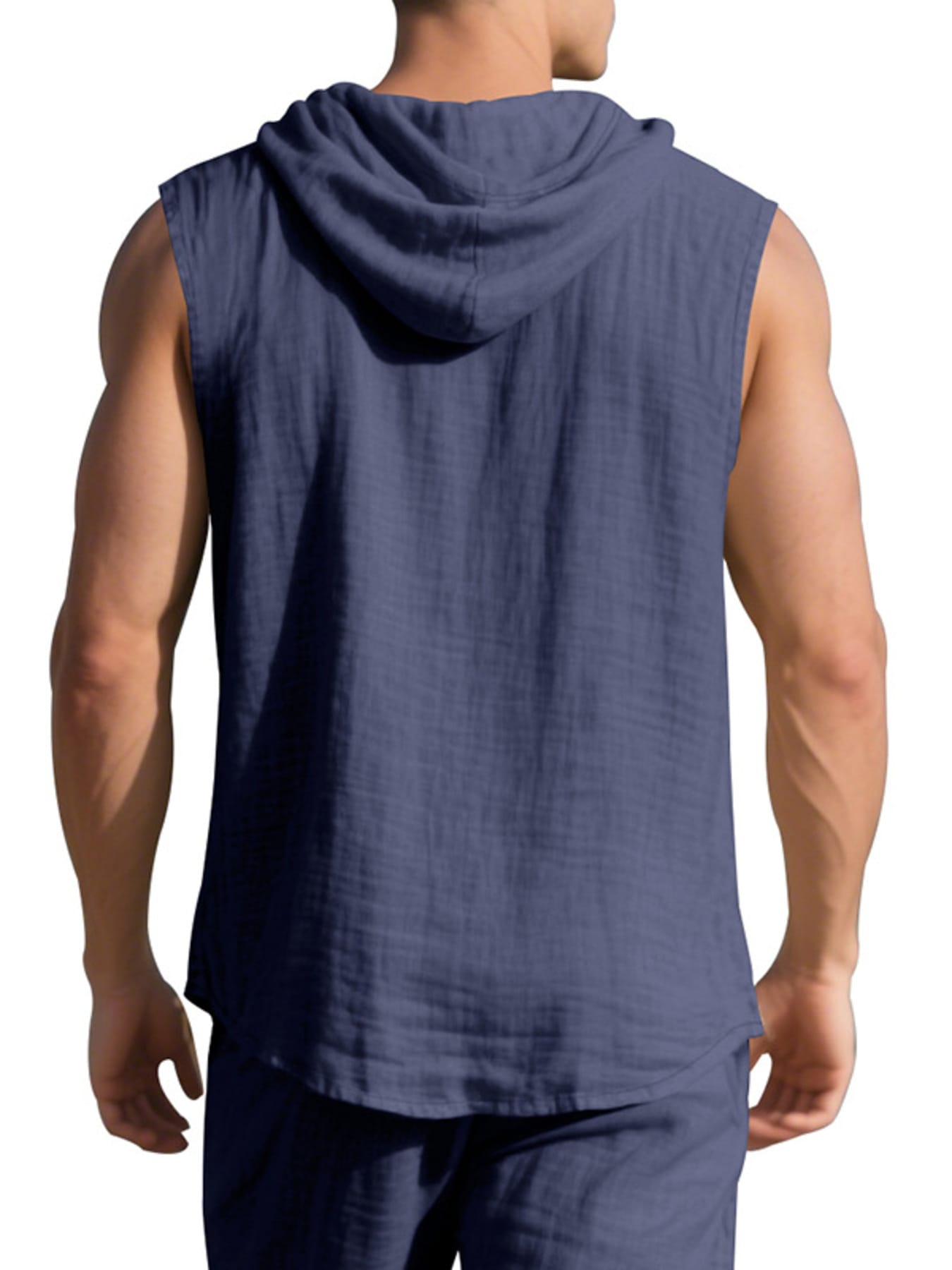 Men's Full Size Casual Sleeveless Hooded Button-Down Top Plus Size The Nichole Collection