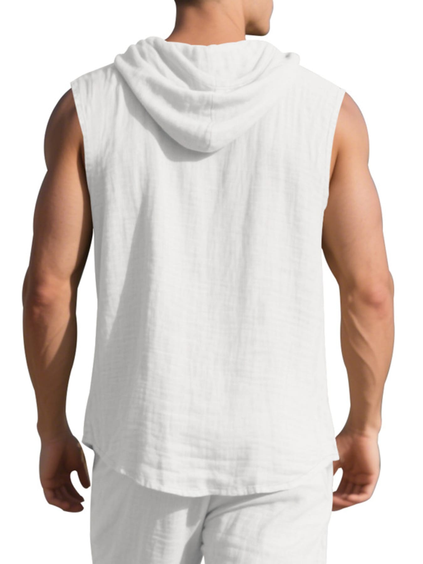 Men's Full Size Casual Sleeveless Hooded Button-Down Top Plus Size The Nichole Collection
