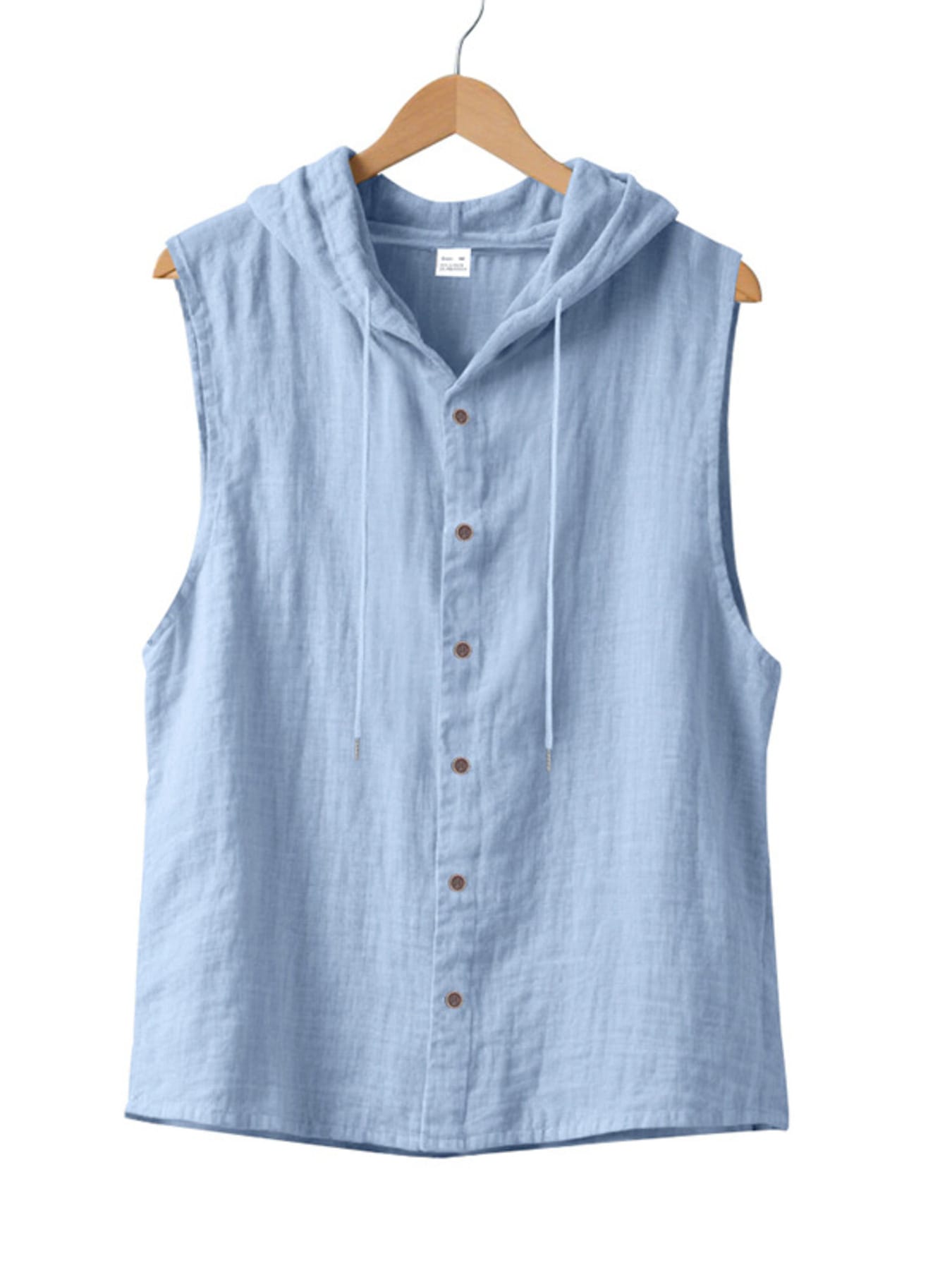 Men's Full Size Casual Sleeveless Hooded Button-Down Top Plus Size The Nichole Collection