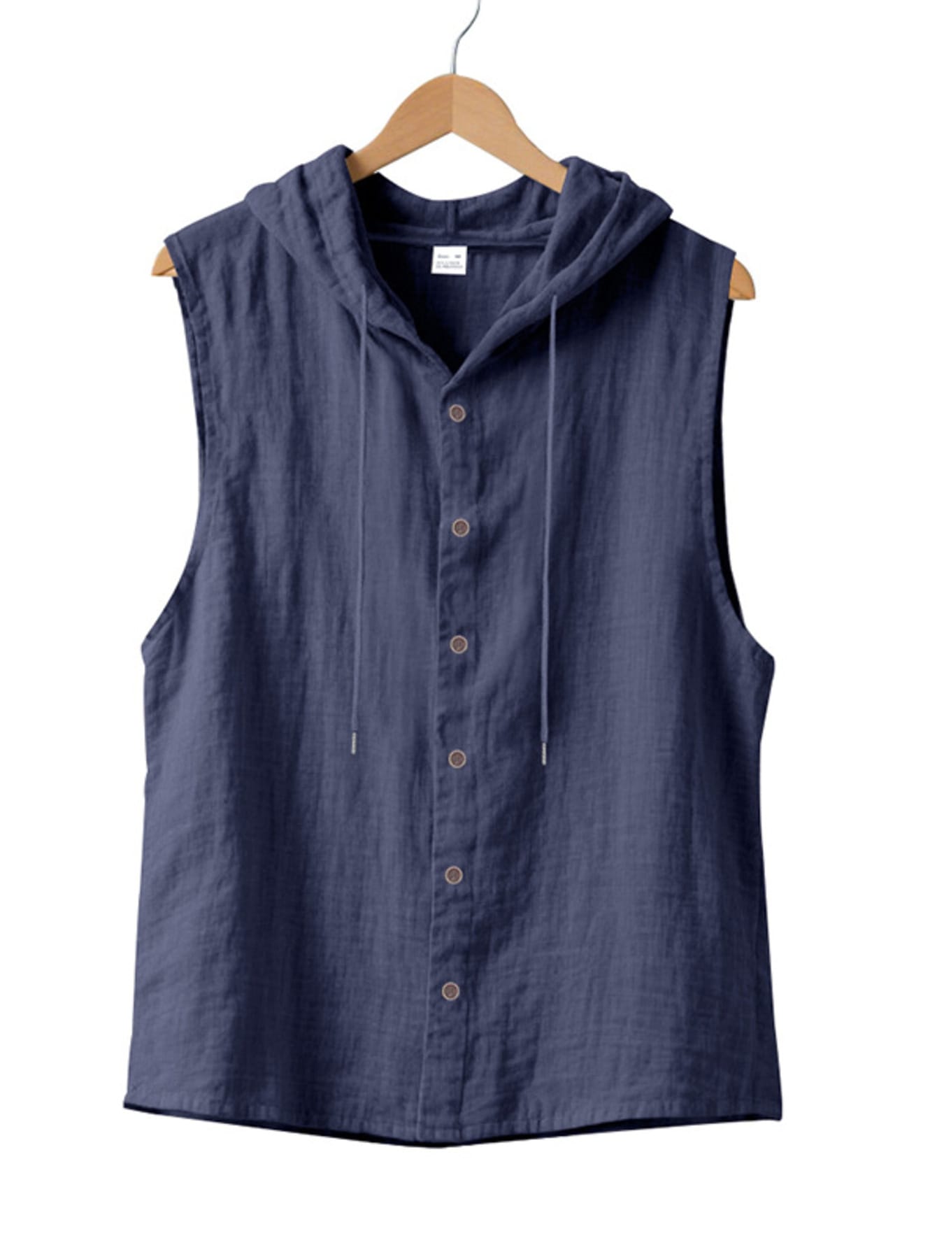 Men's Full Size Casual Sleeveless Hooded Button-Down Top Plus Size The Nichole Collection