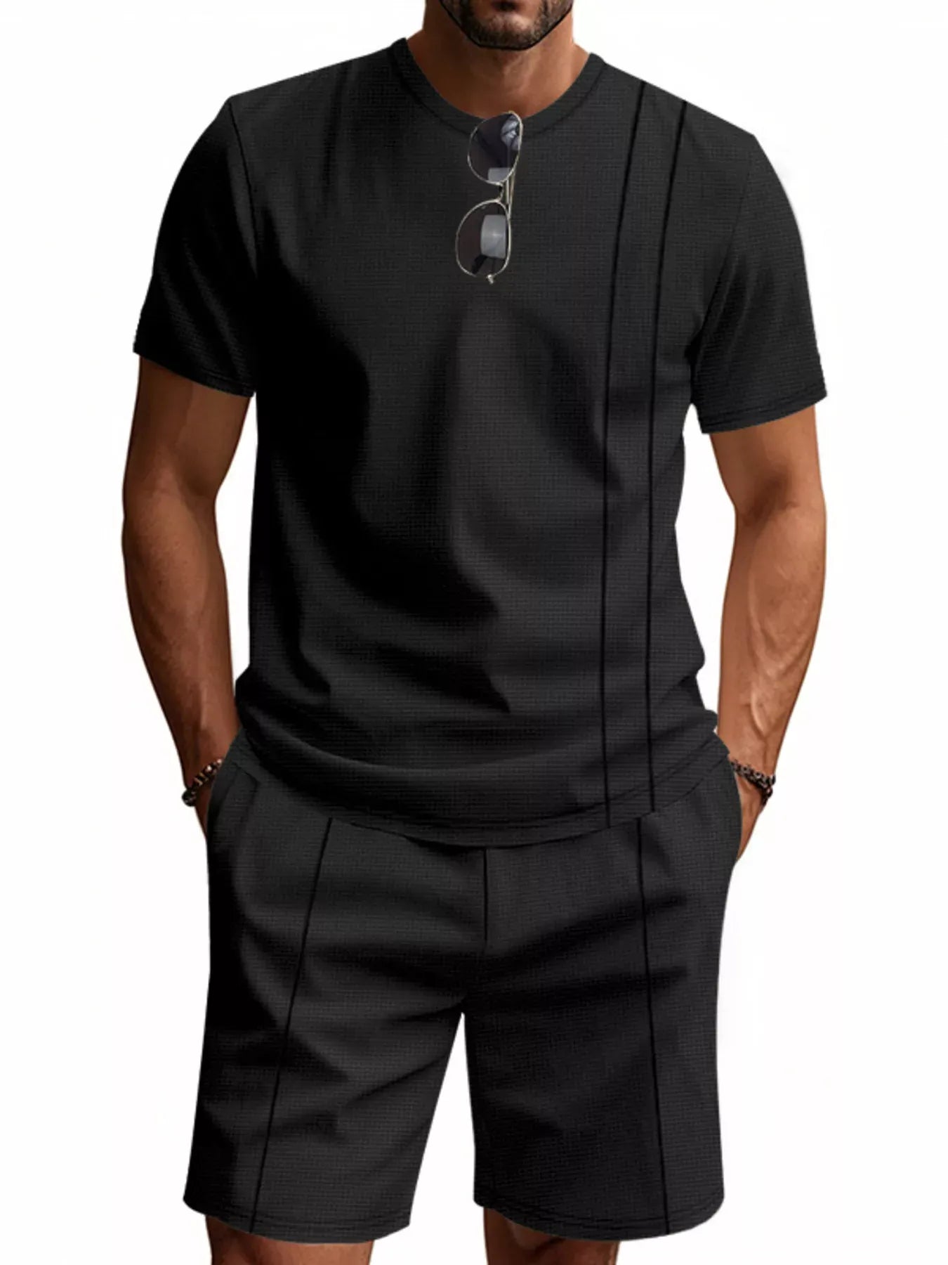 Men's Casual Striped Short Sleeve T-Shirt and Shorts Set | The Nichole Collection