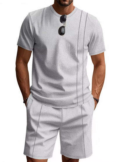 Men's Casual Striped Short Sleeve T-Shirt and Shorts Set | The Nichole Collection