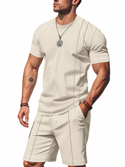 Men's Casual Striped Short Sleeve T-Shirt and Shorts Set | The Nichole Collection