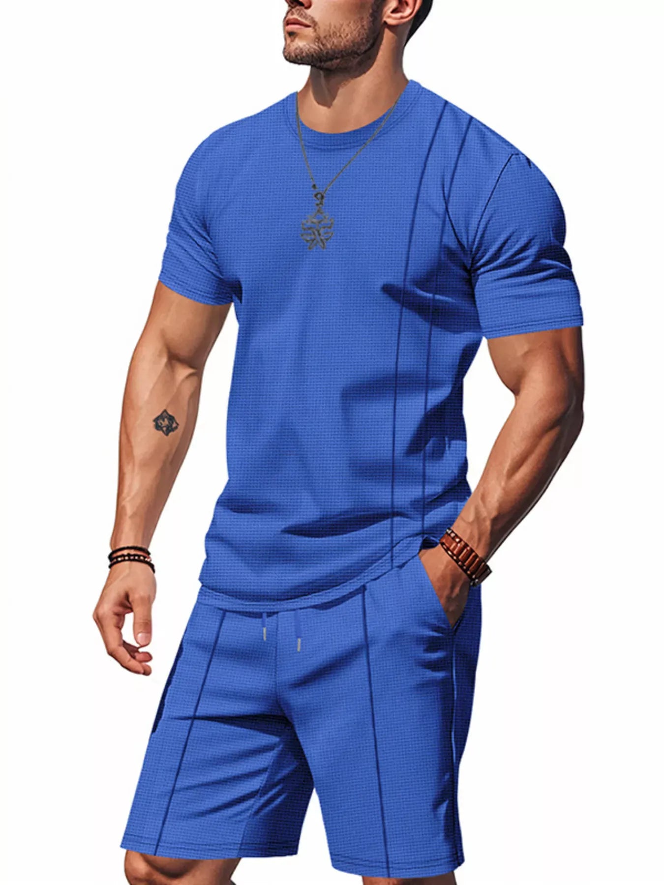 Men's Casual Striped Short Sleeve T-Shirt and Shorts Set | The Nichole Collection