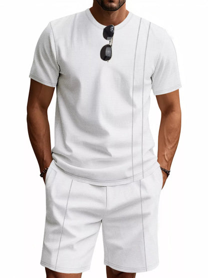 Men's Casual Striped Short Sleeve T-Shirt and Shorts Set | The Nichole Collection