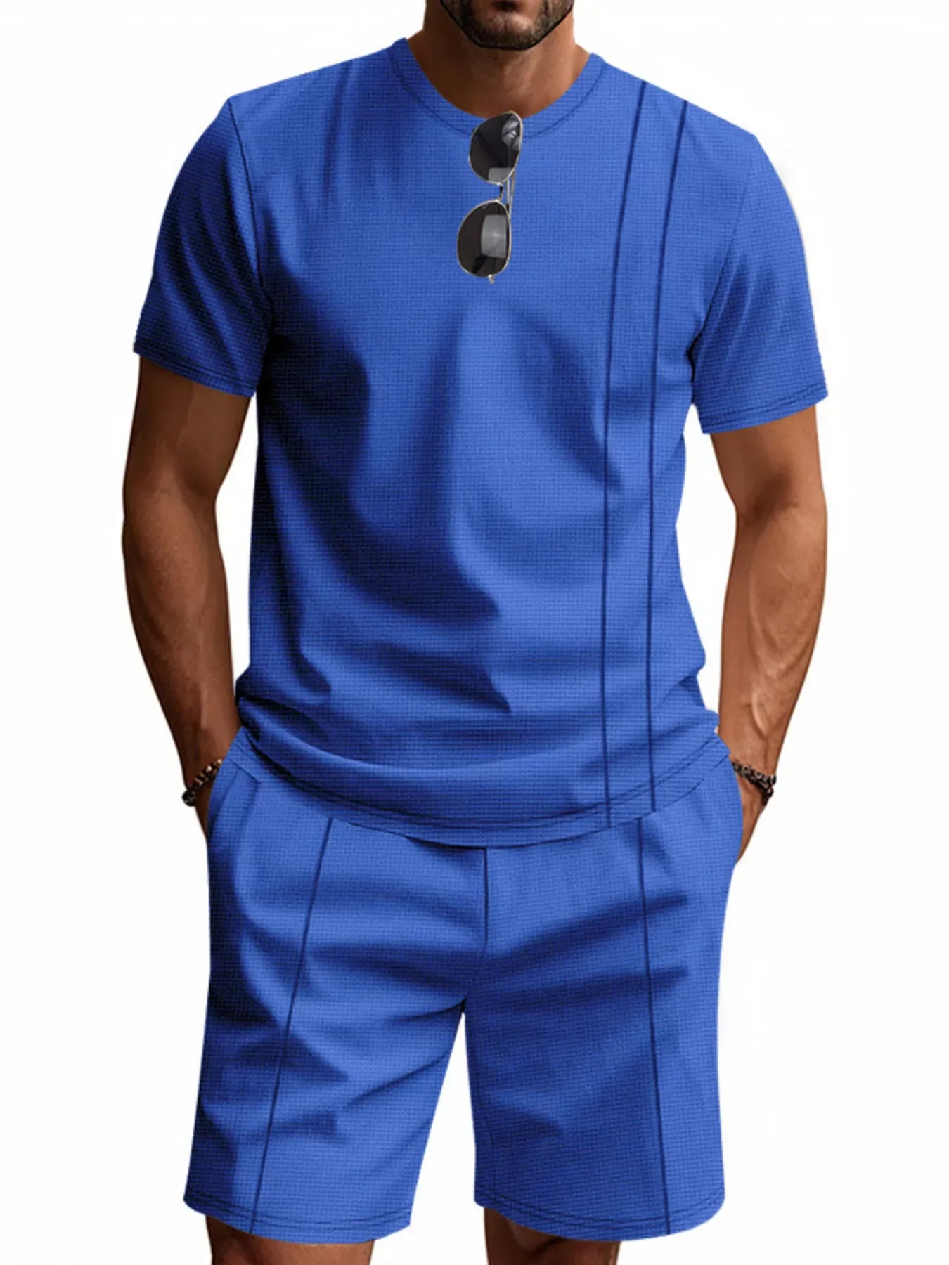 Men's Casual Striped Short Sleeve T-Shirt and Shorts Set | The Nichole Collection