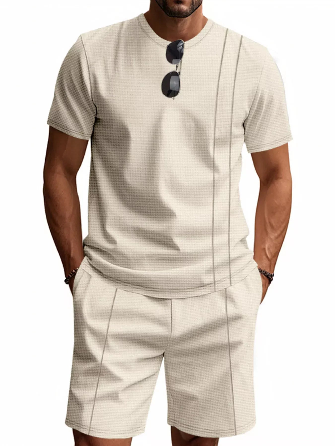 Men's Casual Striped Short Sleeve T-Shirt and Shorts Set | The Nichole Collection