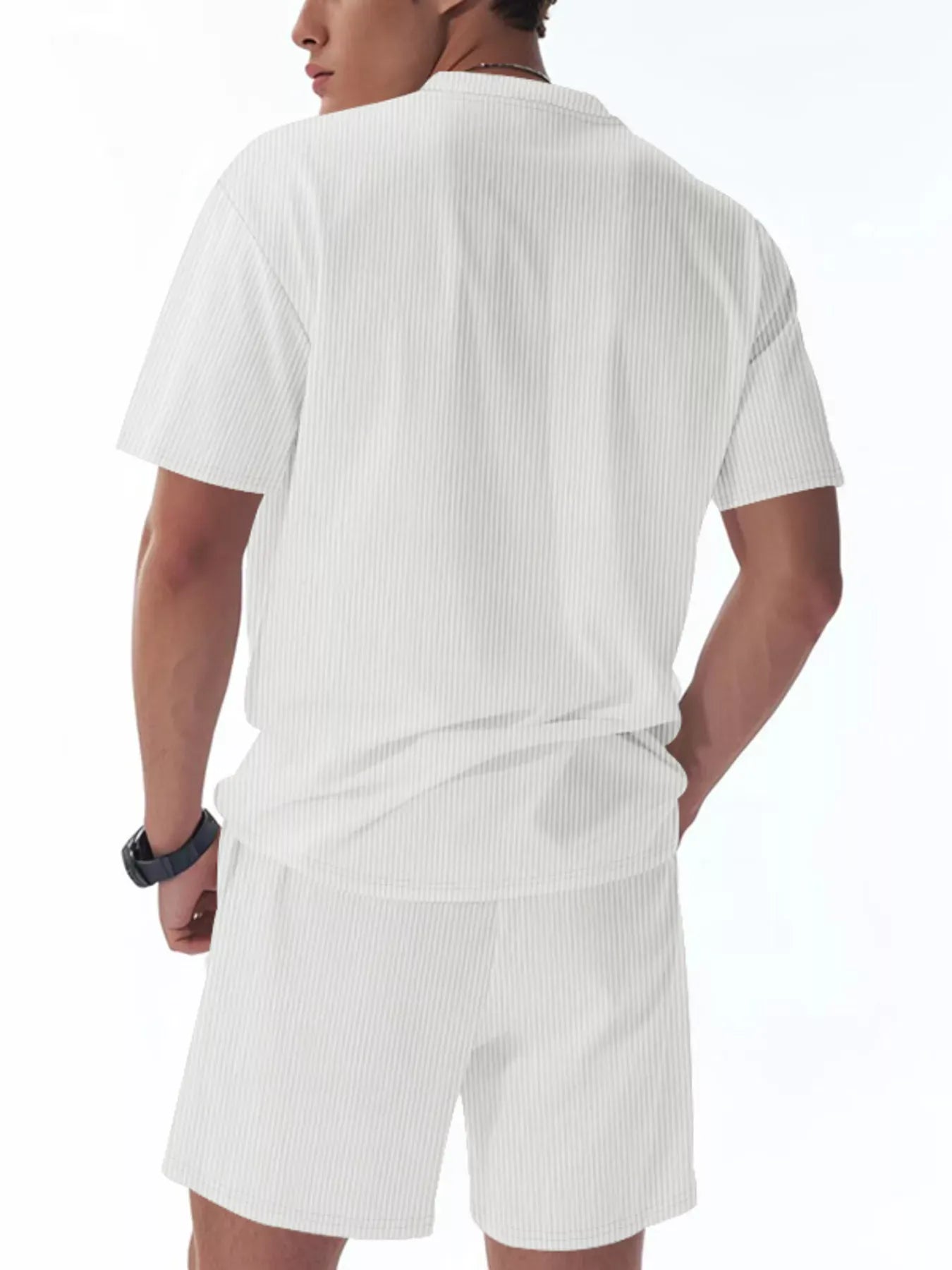 Men's Full Size Casual Striped Top and Shorts Set Plus Size The Nichole Collection