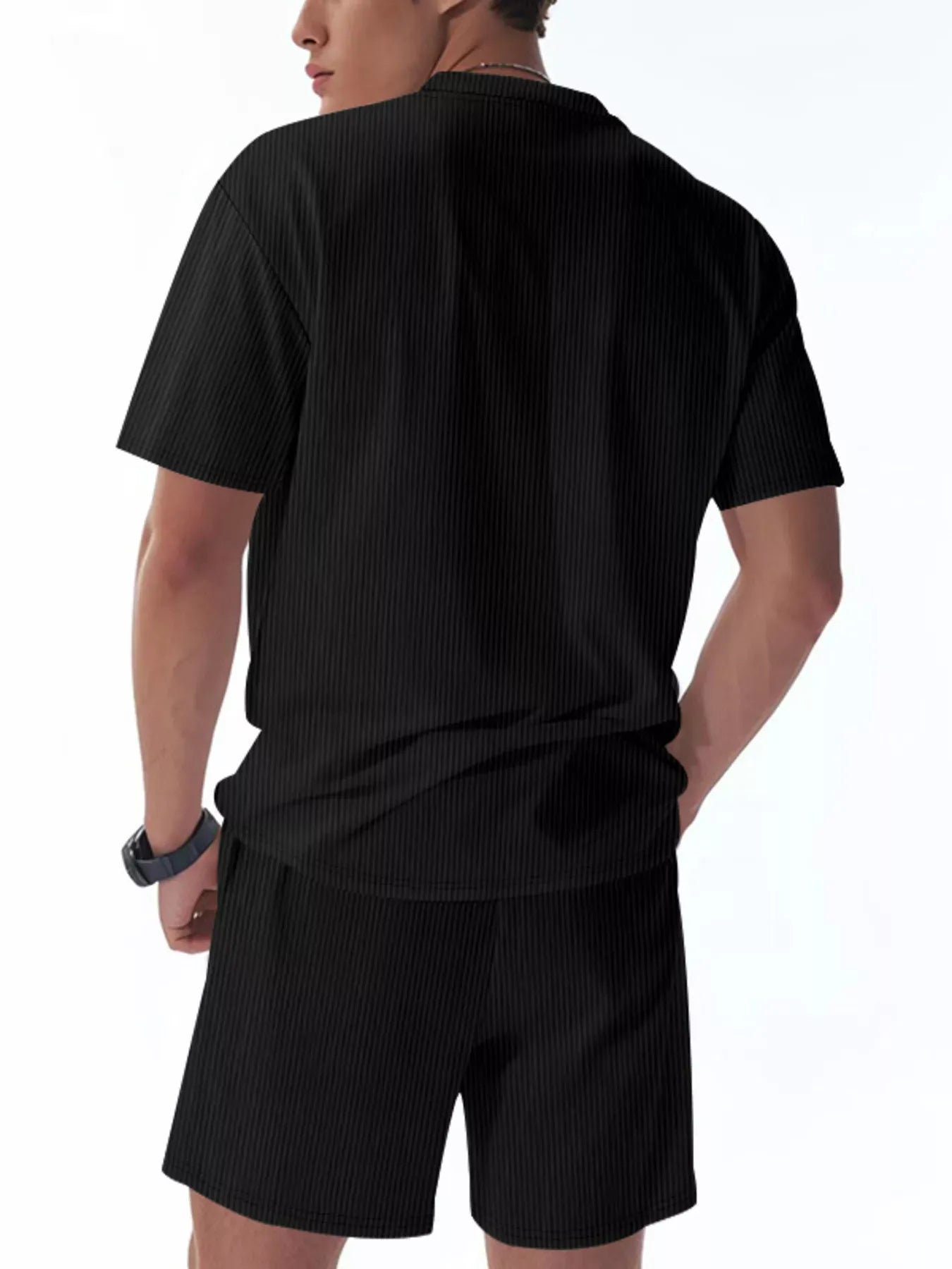 Men's Full Size Casual Striped Top and Shorts Set Plus Size The Nichole Collection
