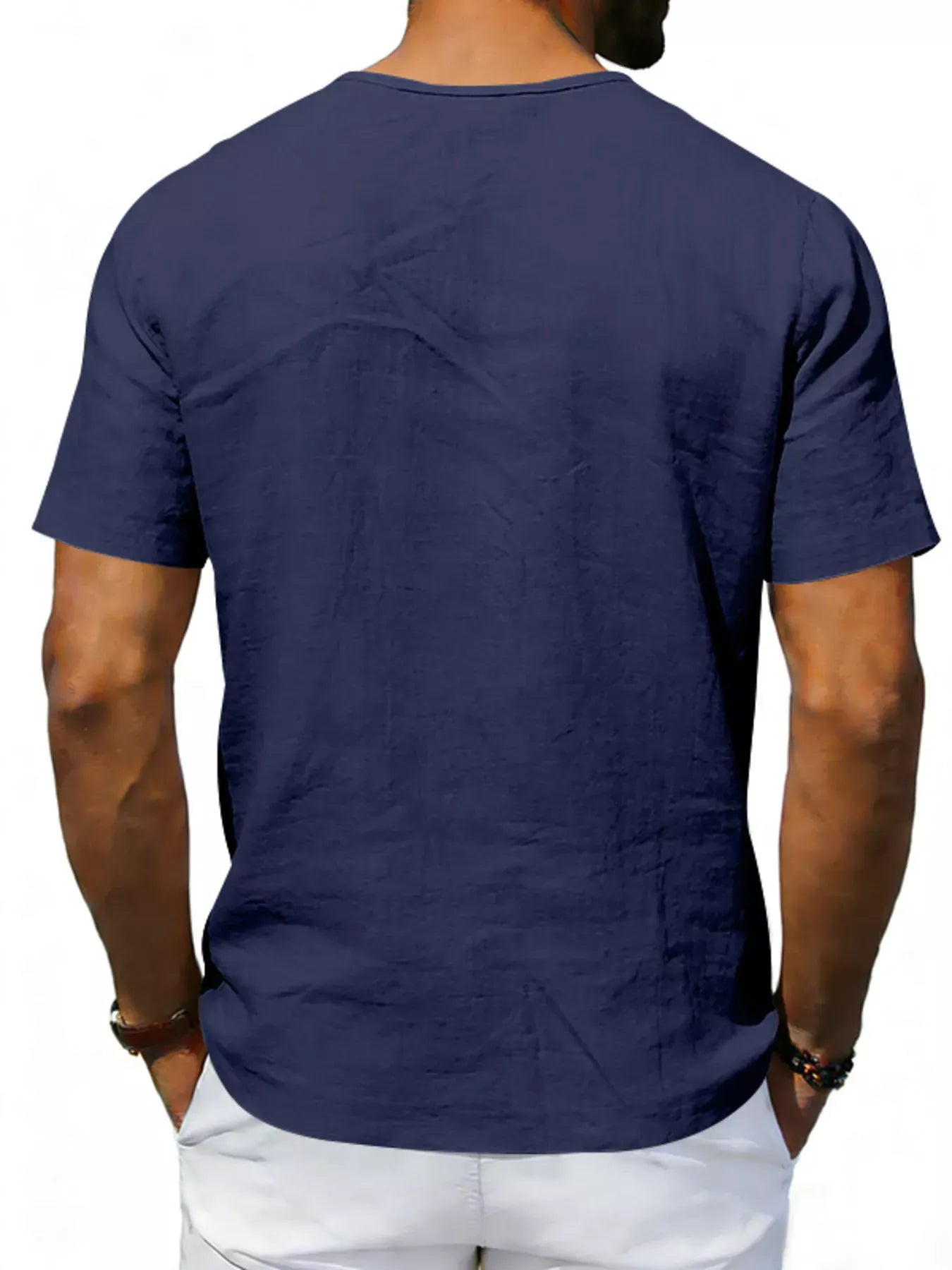 Men's Casual V-Neck Linen T-Shirt | The Nichole Collection